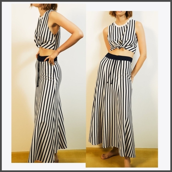 Zara KNOTTED STRIPED TOP - Picture 2 of 2